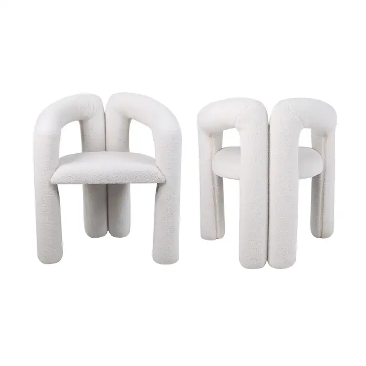 What defines modern design cream style curved chairs?